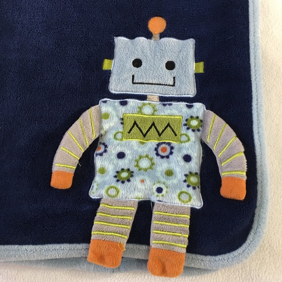 Robot buddy navy fleece baby blanket - Picture 2 of 4
